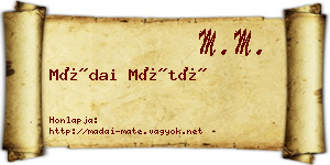Mádai Máté névjegykártya