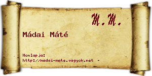 Mádai Máté névjegykártya